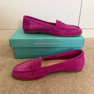 Vibrant Pink Suede Loafers